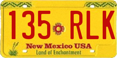 NM license plate 135RLK