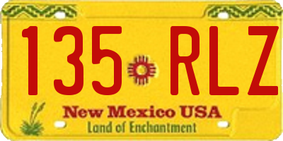 NM license plate 135RLZ