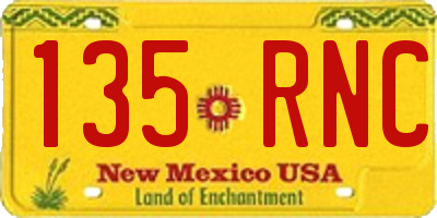 NM license plate 135RNC