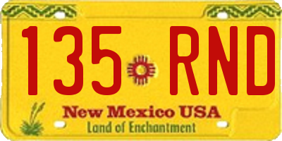 NM license plate 135RND