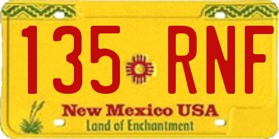 NM license plate 135RNF