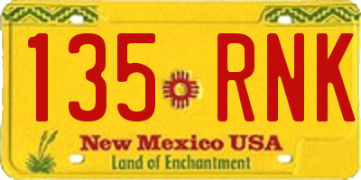 NM license plate 135RNK