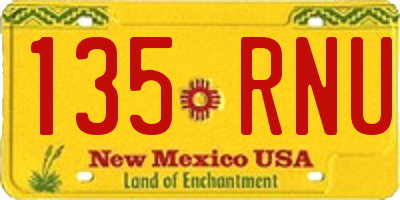 NM license plate 135RNU