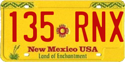 NM license plate 135RNX