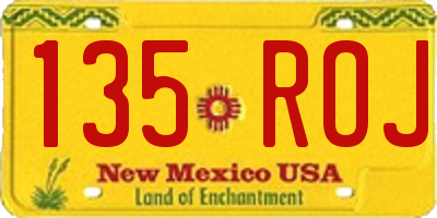 NM license plate 135ROJ