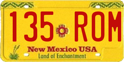 NM license plate 135ROM