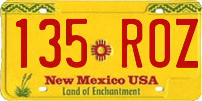 NM license plate 135ROZ