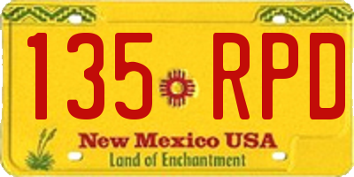 NM license plate 135RPD