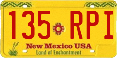 NM license plate 135RPI