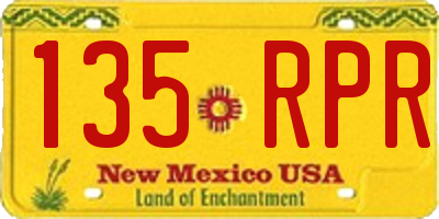 NM license plate 135RPR