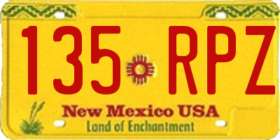 NM license plate 135RPZ
