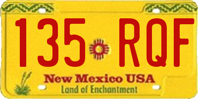 NM license plate 135RQF