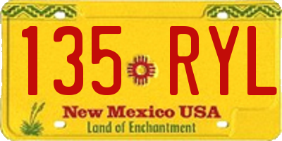 NM license plate 135RYL