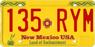 NM license plate 135RYM