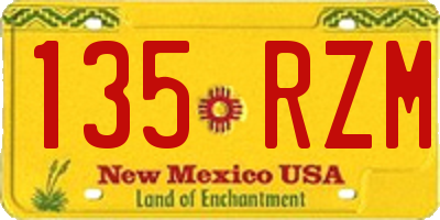 NM license plate 135RZM
