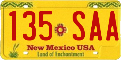 NM license plate 135SAA
