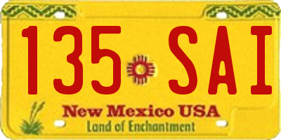 NM license plate 135SAI