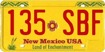 NM license plate 135SBF
