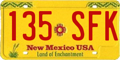 NM license plate 135SFK