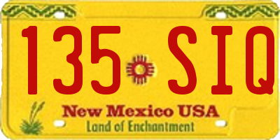 NM license plate 135SIQ