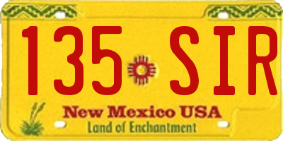 NM license plate 135SIR