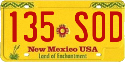 NM license plate 135SOD
