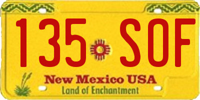 NM license plate 135SOF