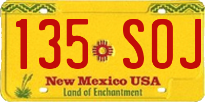 NM license plate 135SOJ