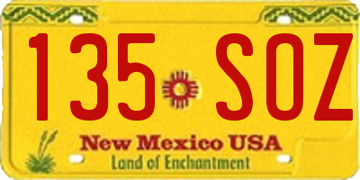 NM license plate 135SOZ