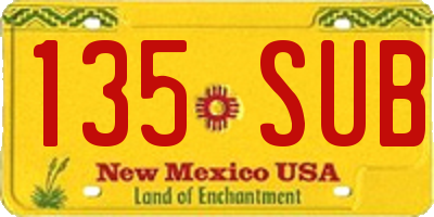 NM license plate 135SUB