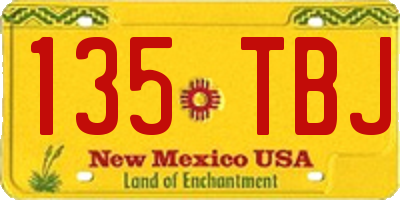 NM license plate 135TBJ