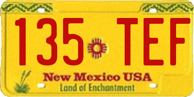 NM license plate 135TEF