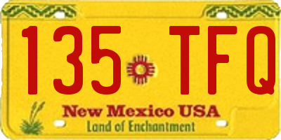NM license plate 135TFQ