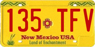 NM license plate 135TFV