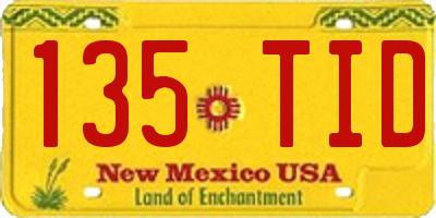 NM license plate 135TID