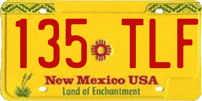 NM license plate 135TLF