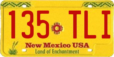 NM license plate 135TLI