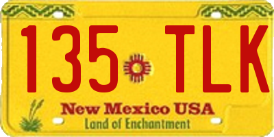 NM license plate 135TLK