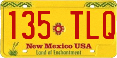 NM license plate 135TLQ