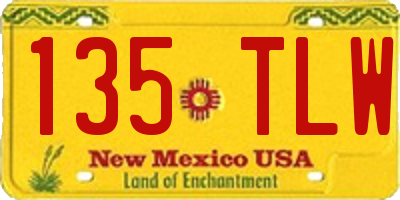 NM license plate 135TLW