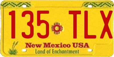 NM license plate 135TLX