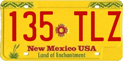 NM license plate 135TLZ