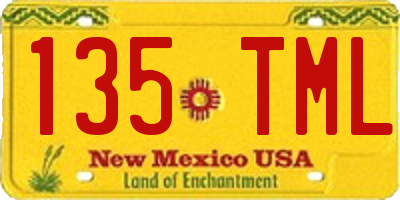 NM license plate 135TML