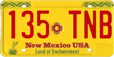 NM license plate 135TNB