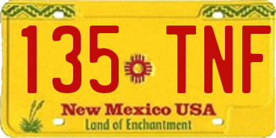 NM license plate 135TNF
