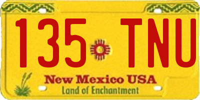 NM license plate 135TNU