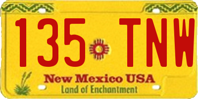 NM license plate 135TNW
