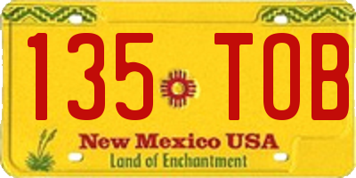 NM license plate 135TOB