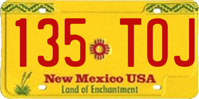 NM license plate 135TOJ