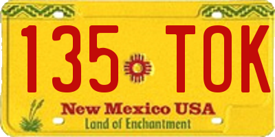 NM license plate 135TOK